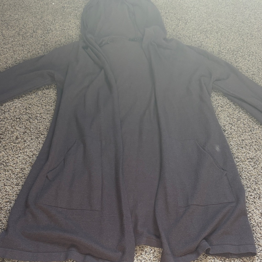 Women's Taupe Hooded Open Cardigan Sweater